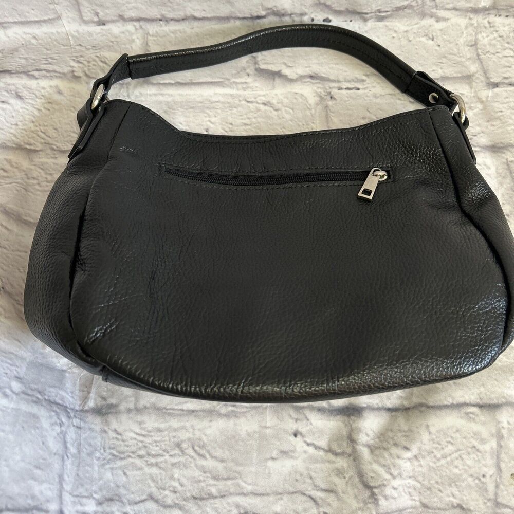 Mia Tomazsi Black Leather Handbag Vintage Small Shoulder Bag Purse